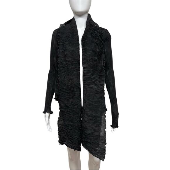 SUSANNE WIEBE Plisse Open Front Micro Pleated Cardigan Jacket S M L Fits Many - Picture 10 of 15